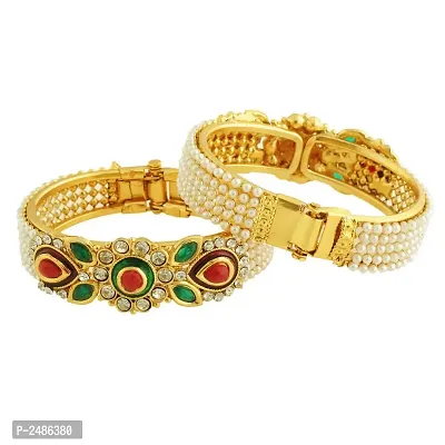 Gold Plated American Diamond Stylis Fancy Bangle Set for Girls and Women-thumb2