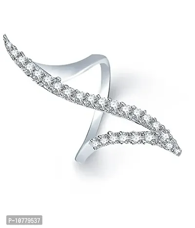 JDX Premium American Diamond Silver Plated Ring for Women-thumb4