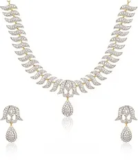 JDX Gold Plated American Diamond Necklace Set for Girls and Women-thumb1