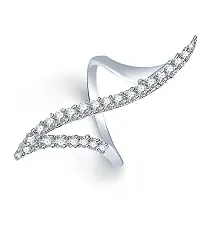 JDX Premium American Diamond Silver Plated Ring for Women-thumb2