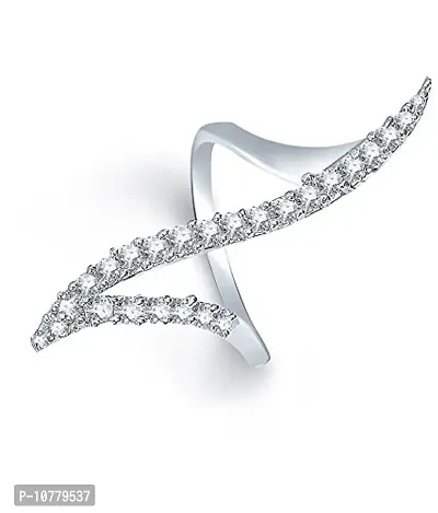 JDX Premium American Diamond Silver Plated Ring for Women-thumb3