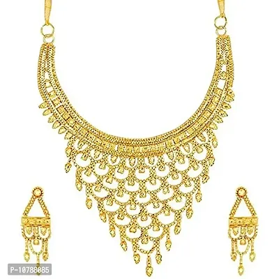 JDX Gold Plated Traditional Fancy Partwear Necklace Combo SetFor Girl & Women-thumb0