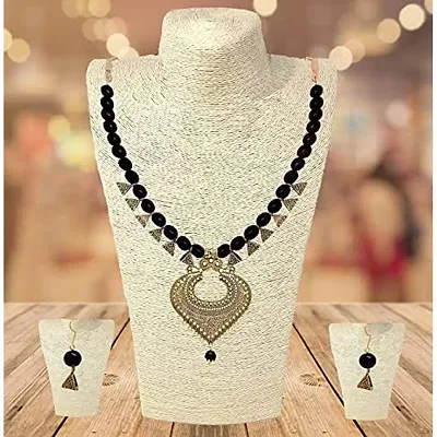 JDX Designer Necklace for woman and girls Special for engagement  weddings (Black)