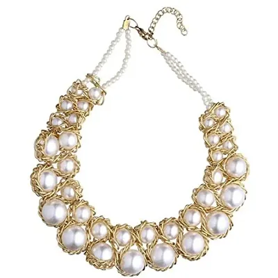 JDX Big Pearl White Necklace for Girls and Women