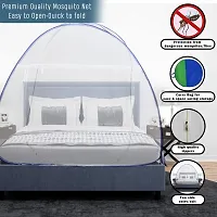 JDX Foldable Polyester Adults Washable Double Bed King Size Mosquito Net | Machardani (Blue & White)-thumb1