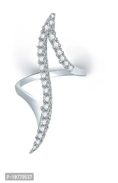 JDX Premium American Diamond Silver Plated Ring for Women-thumb0