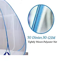 JDX Foldable Polyester Adults Washable Double Bed King Size Mosquito Net | Machardani (Blue & White)-thumb3