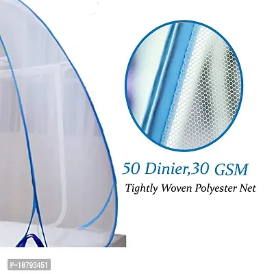 JDX Foldable Polyester Adults Washable Double Bed King Size Mosquito Net | Machardani (Blue & White)-thumb4