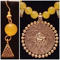 Yellow moti mala Necklace set for women-thumb1