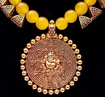 Yellow moti mala Necklace set for women-thumb2