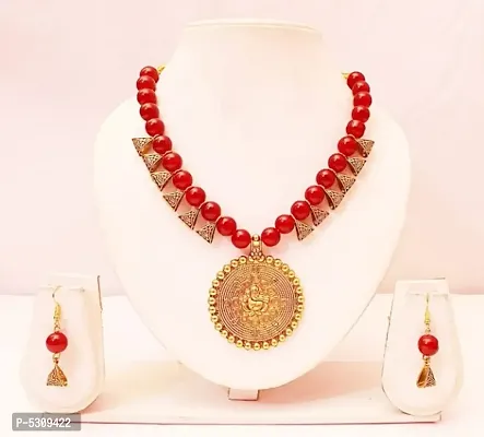 Red Designer Necklace and Earrings set for women-thumb0