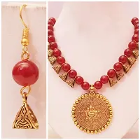 Red Designer Necklace and Earrings set for women-thumb1