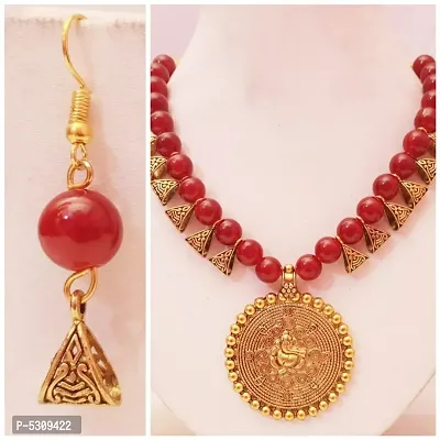 Red Designer Necklace and Earrings set for women-thumb2