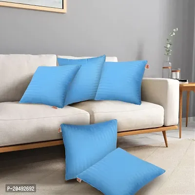 JDX Soft Luxury Striped Microfiber Cushion Set of 5 for Living Room and Sofa,  Sky Blue-thumb0