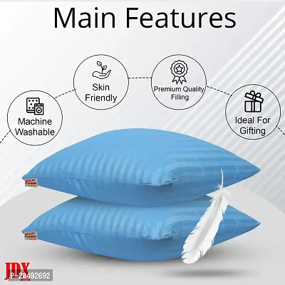 JDX Soft Luxury Striped Microfiber Cushion Set of 5 for Living Room and Sofa,  Sky Blue-thumb3