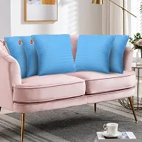 JDX Soft Luxury Striped Microfiber Cushion Set of 5 for Living Room and Sofa,  Sky Blue-thumb4