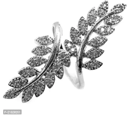 JDX Finger Ring | Fancy Silver Plated Leaf Style Finger Ring for Women and Girls | ring for women, finger ring-thumb0