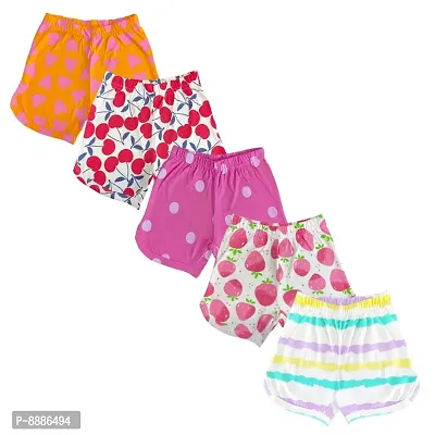 New Baby Girls Regular Fit Multicolor Cotton Shorts (Pack of 5)-thumb0