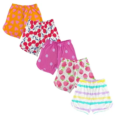 New Baby Girls Regular Fit Multicolor Cotton Shorts (Pack of 5)