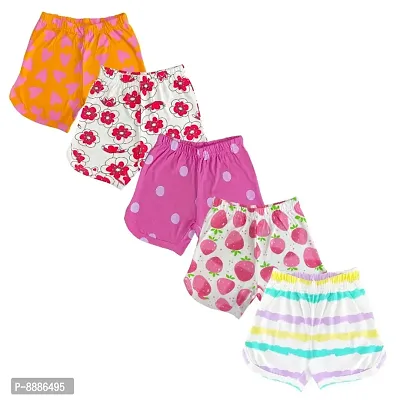 Baby Girls Multicolor Cotton Shorts ( Pack of 5)-thumb0