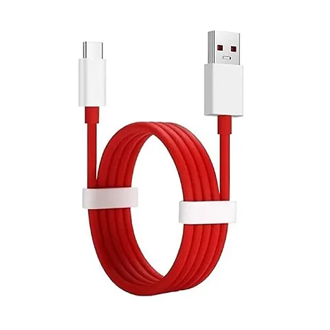 DealFry Type C Dash Charging USB Data Cable with Quickly Data Sync Fast Rapid Charging Compatible for One Plus Nord, 7, 7 Pro, 6T/5/5T/3/3T and All Type-C Supported Smartphones (Red Cable)