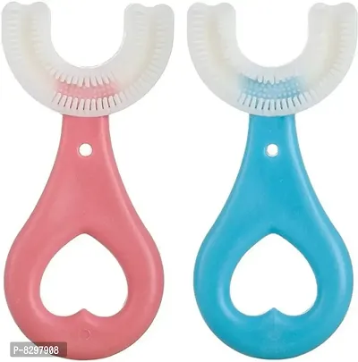U Shaped Toothbrush For Kids Manual Kids Brush 2-5 Years 360 Degree Soft Silic-thumb0