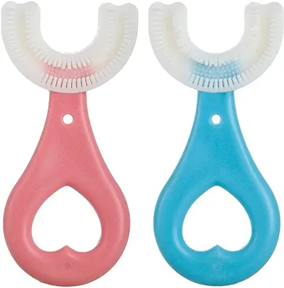 U Shaped Toothbrush For Kids Manual Kids Brush 2-5 Years 360 Degree Soft Silic