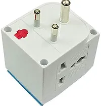 3 PIN Multi Plug with Indicator White and Black,3 Way Switched Adaptor, Universal Plug USB Travel Adaptor-thumb1