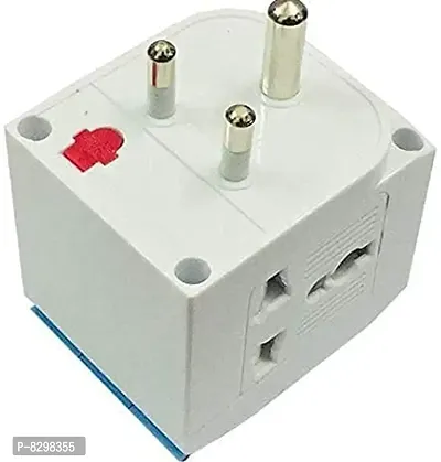 3 PIN Multi Plug with Indicator White and Black,3 Way Switched Adaptor, Universal Plug USB Travel Adaptor-thumb2