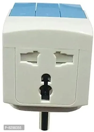 3 PIN Multi Plug with Indicator White and Black,3 Way Switched Adaptor, Universal Plug USB Travel Adaptor-thumb3