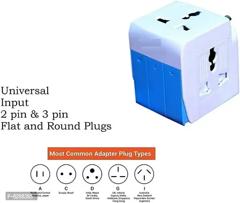3 PIN Multi Plug with Indicator White and Black,3 Way Switched Adaptor, Universal Plug USB Travel Adaptor-thumb5