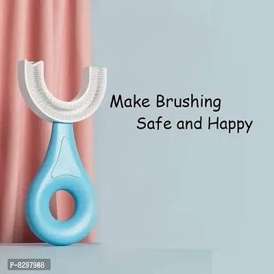 U Shaped Toothbrush For Kids Manual Kids Brush 2-5 Years 360 Degree Soft Silic-thumb3