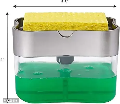 2 in 1 Soap Dispenser for Dishwasher Liquid Holder , Liquid Dispenser Through Pump ( Multi-Color , 400 ML) with Sponge-thumb2