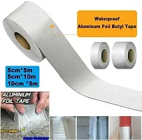 ND BROTHERS aterproof Aluminum Foil Rubber Tape Flashing Leak Proof Patch For Outdoor Roof Flashing, Surface Crack, Pipe Repair Tape, 5M, Silver-thumb1
