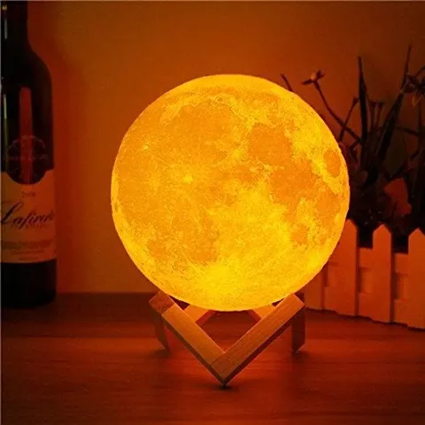 ND BROTHERS 3D 7 Color Changing Moon Night Rechargeable Lamp with Stand Night lamp for Bedroom Lights for Adults and Kids Home Room Beautiful Indoor Lighting