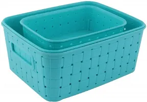 Multicolor Smart Shelf Basket Set 3 Pc Storage Basket for Fruits, Vegetables, Magazines, Cosmetics etc Storage Basket Basket for Kitchen Use (Set of 3 - Multicolour)-thumb4