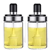 leakproof transparent glass jar with brush for oil ghee,borosilicate glass food storage jar with brush pack of 2-thumb2