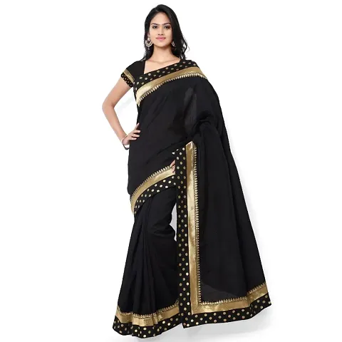 Trendy Cotton Blend Sarees with Lace Border and Blouse Piece