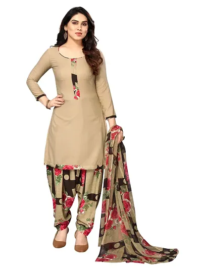 Fancy Crepe Printed Dress Material with Dupatta