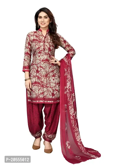 Classic Crepe Dress Material with Dupatta for Women