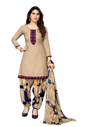 Fancy Crepe Printed Dress Material with Dupatta