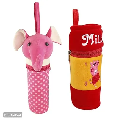 SSImpex Peppa/Elephant Soft Plush Stretchable Baby Feeding Bottle Cover Combo Pack Milk Bottle Cover | Feeding Bottle Cover 150ml | Bottle Cover 260ml, 250ml