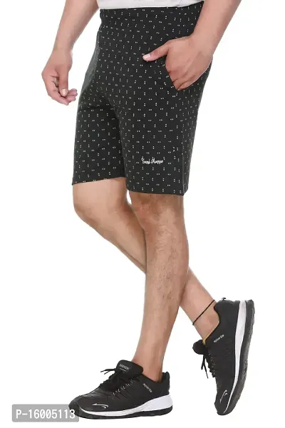 TREND AVENUE Men Cotton Printed Light Weight Regular Fit Shorts (Dark Olive)-thumb4