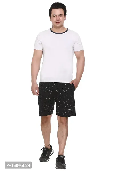 TREND AVENUE Men Cotton Printed Light Weight Regular Fit Shorts (Black)-thumb5