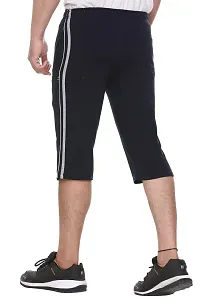 Trend Avenue Men Solid Cotton Navy Knee Length Capri for Men, Three Fourth Pants for Men-thumb1