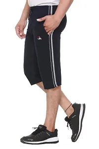 Trend Avenue Men Solid Cotton Navy Knee Length Capri for Men, Three Fourth Pants for Men-thumb3