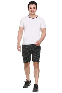 TREND AVENUE Men Cotton Printed Pack of 2 Regular Shorts (Combo - Black  Dark Olive)-thumb4