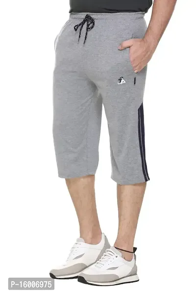 Trend Avenue Men Solid Cotton Grey Knee Length Capri-thumb4