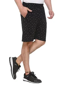 TREND AVENUE Men Cotton Printed Light Weight Regular Fit Shorts (Black)-thumb2