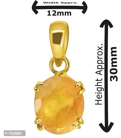 Tejvij And Sons 3 ratti Yellow Sapphire Pendant for Men and Women in asthdhatu Metal-thumb2